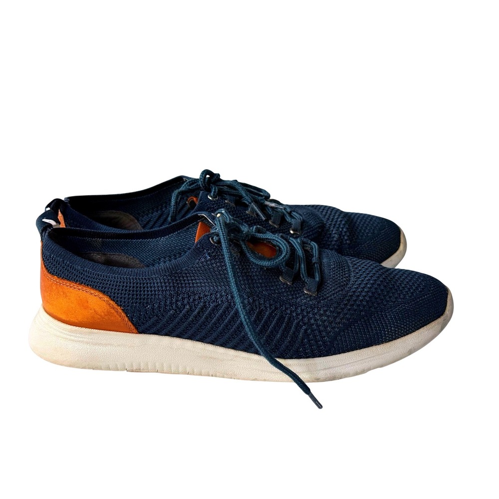 Johnston & Murphy Boys Navy Engineered Knit Leather Sneakers 28-3439 Size 7M